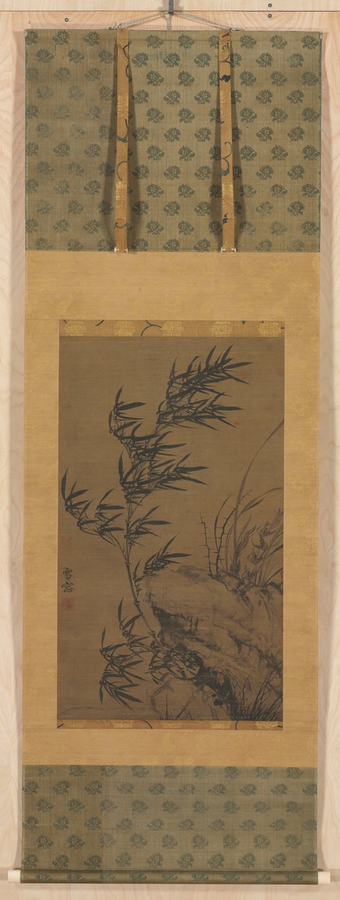 風にそよぐ竹、1300年代。 作： ポンピング