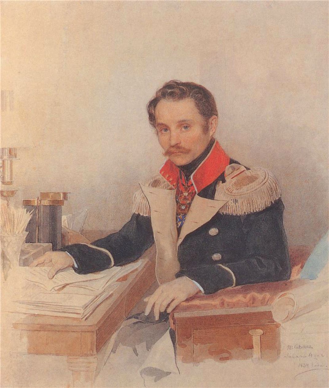 Leonty Vasilievich Dubelt 1792-1862の肖像、ジャンダルム軍団の参謀長、1834年 作： Pyotr Fyodorovich Sokolov