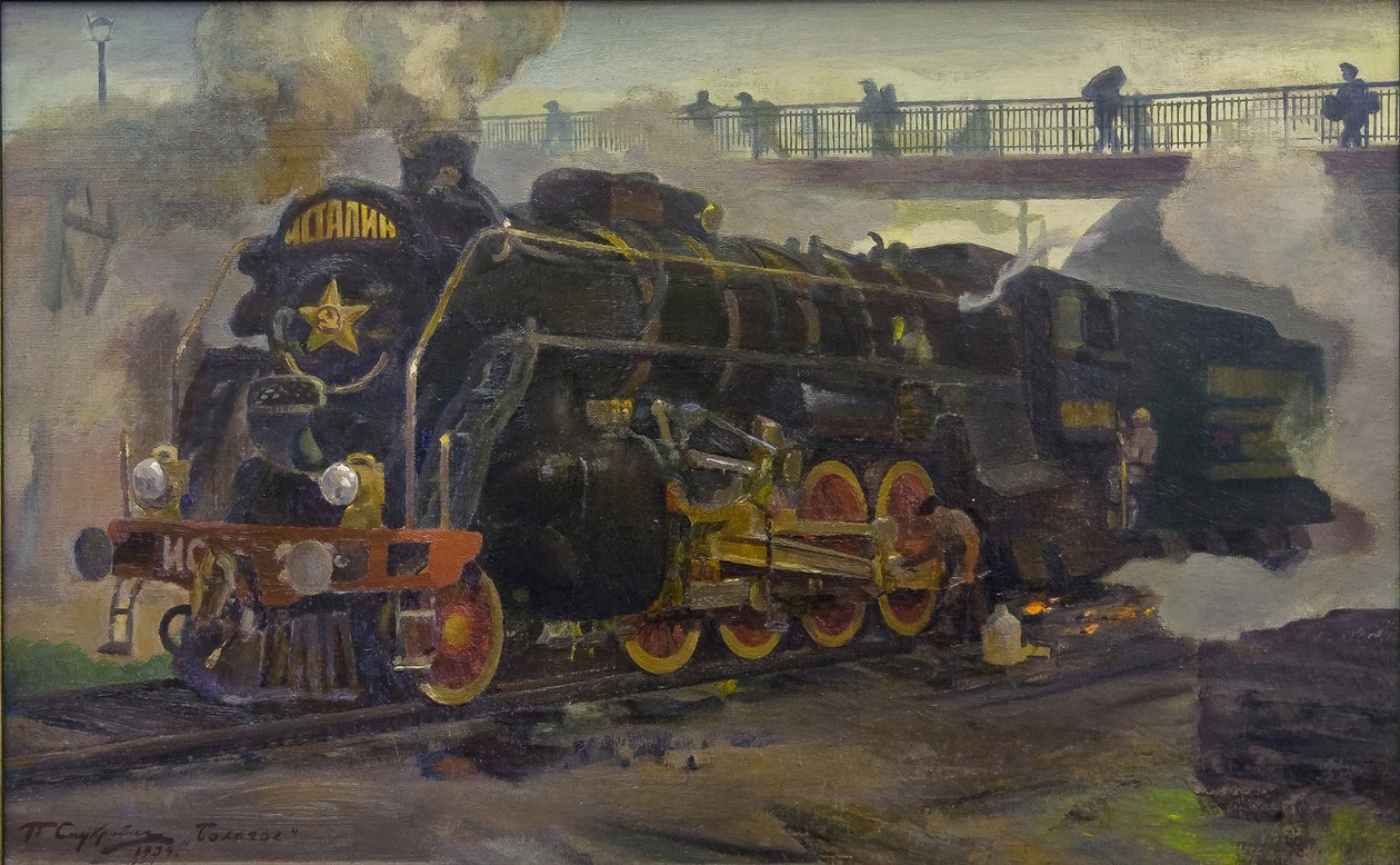 機関車 IS20 par Smukrovich、Pyotr Iosifovich (1878-1942)。 キャンバスに油彩、サイズ：55x89 作： Pyotr Iosifovich Smukrovich