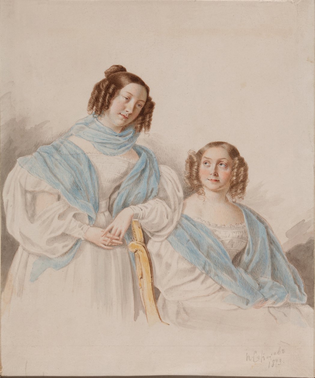 シスター伯爵夫人の肖像 Antonina Dmitrievna 1813-1891 und Lidia Dmitrievna 1815-1882 Blud 作： ピョートル・ペトロヴィッチ・ソコロフ