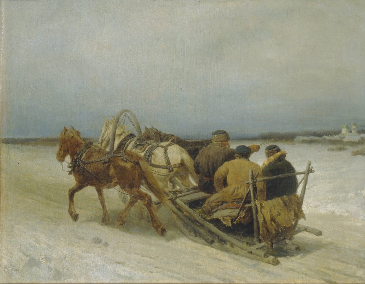 冬のトロイカ、1880年代 作： ピョートル・ペトロヴィッチ・ソコロフ