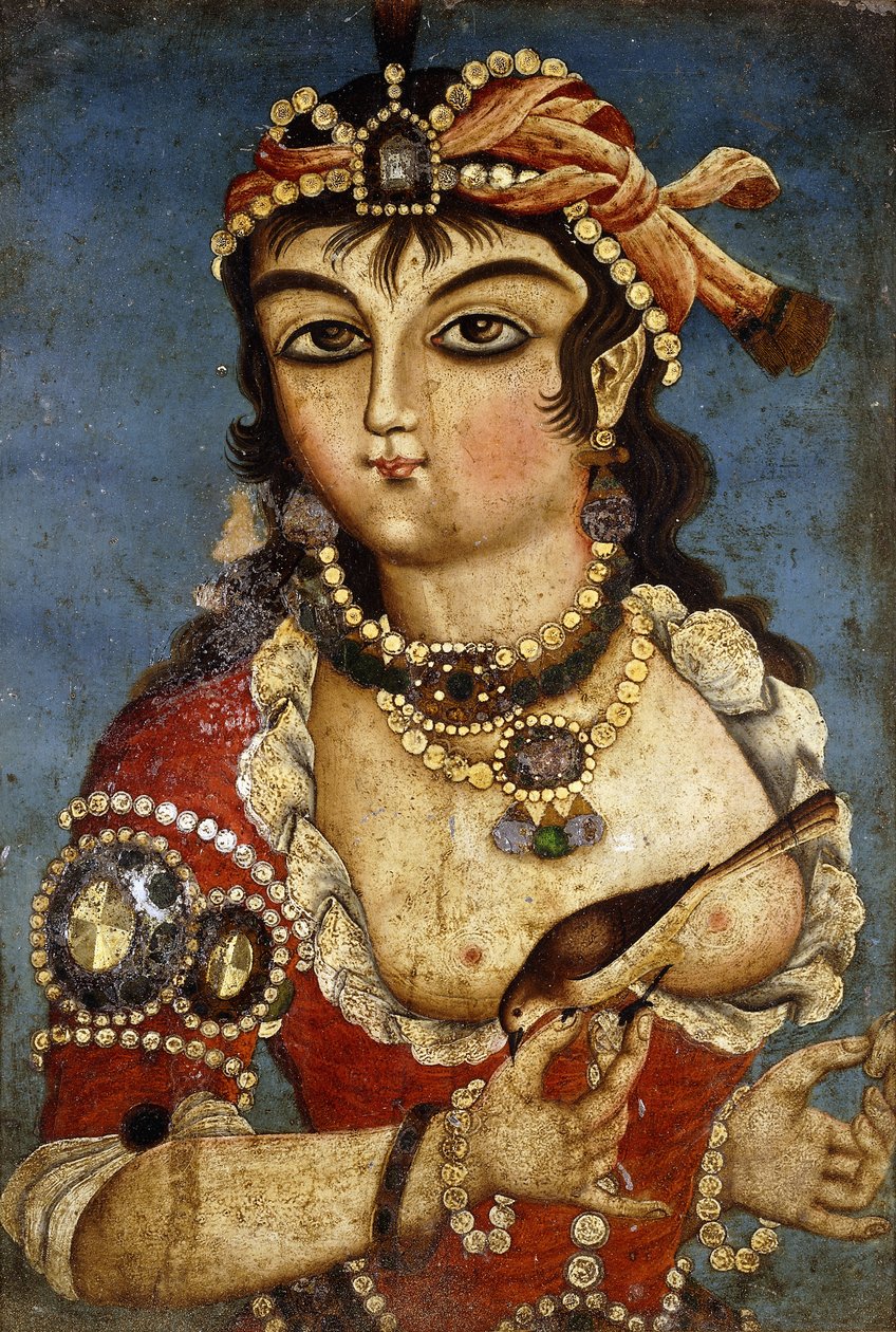 A遊女、c。 1830 作： カジャール学校