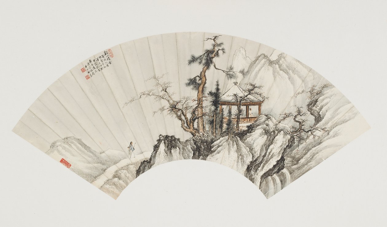 中国冬山のパビリオン、現代、1933年（紙にインクと色） 作： チークン