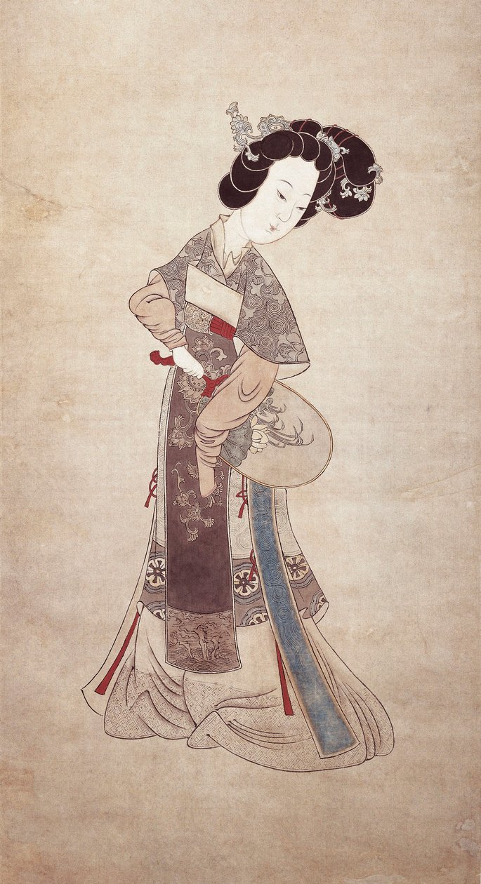中国の貴婦人」任卿作（絹本画 作： 清王朝の中国語学校