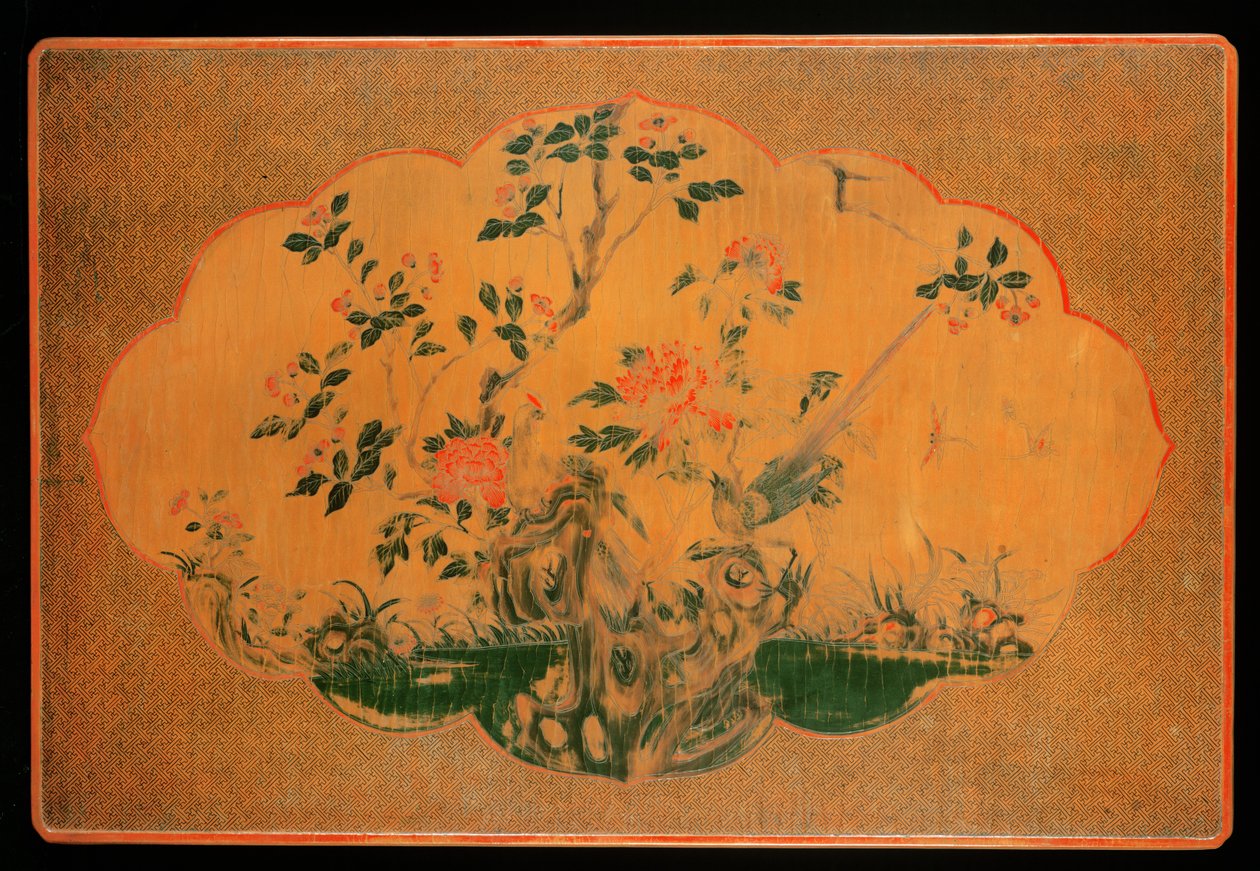 テーブルトップ、康西時代（1662-1722）（漆木材と麻布）（272133も参照） 作： 清王朝の中国語学校