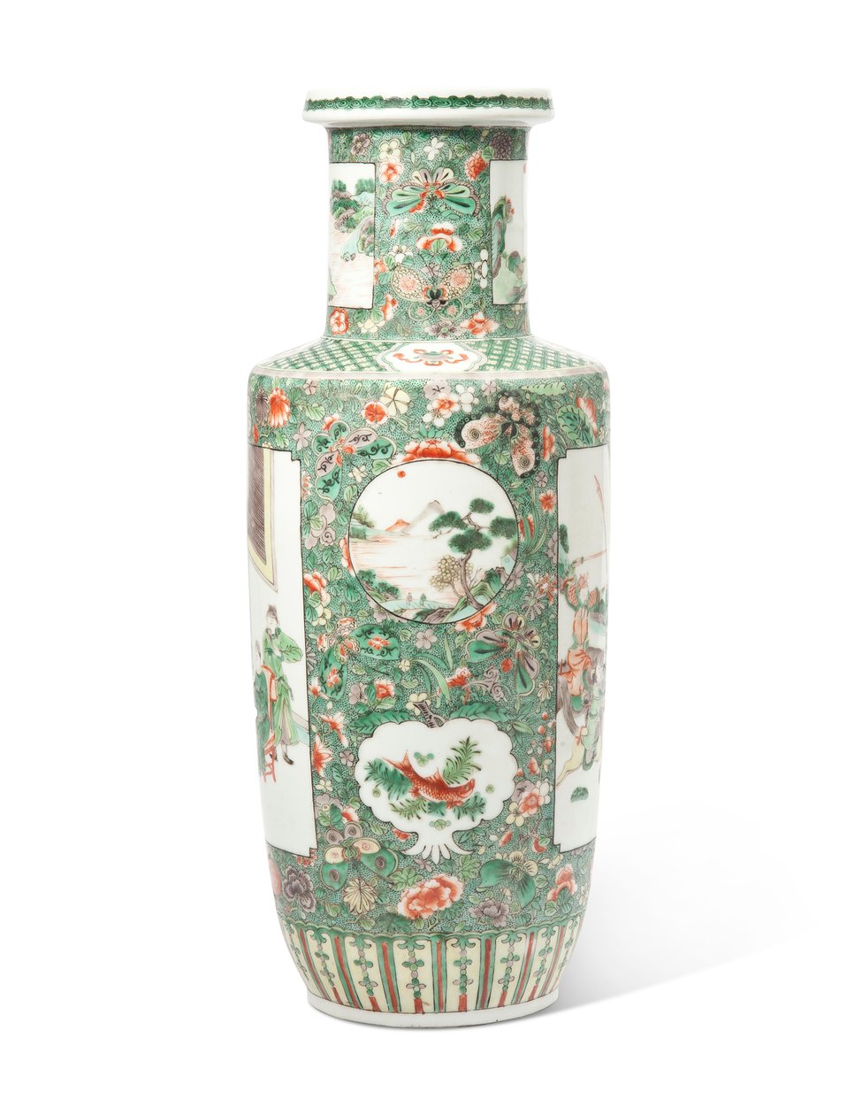 ファミーユ・ヴェルテ「三国志」ルーロー花瓶（陶器 作： 清朝康熙時代中国学校