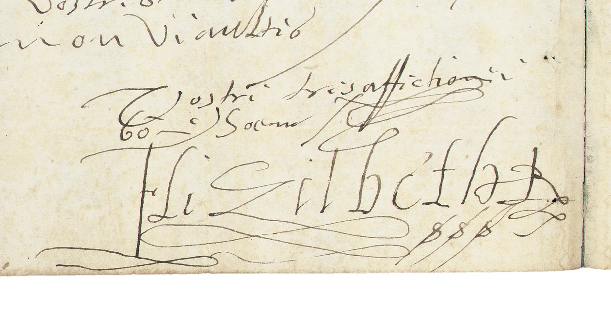 イングランドのエリザベス1世からフランスのアンリ4世への手紙の署名、c.1596