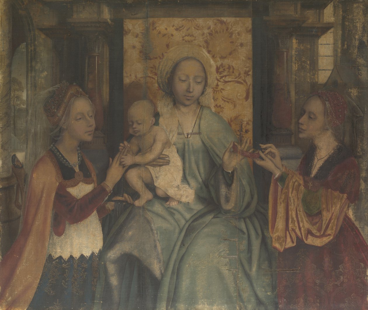 聖人との聖母子とバーバラとキャサリン、c。 1518-1525 作： クエンティン・マサイスまたはメトシス