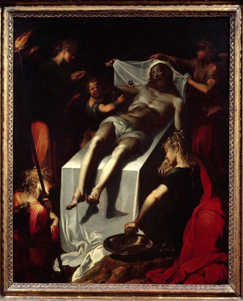 キリストの埋葬（墓場）。クエンティン・ヴァラン（1570-1634）の絵画、1600年以降。油彩・キャンバス。薄さ：0,84 x 0,67m。パリ、ルーヴル美術館。 作： クエンティン・ヴァリン