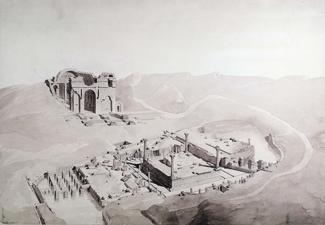 Thermae and Nymphaeum of Nimes、1838（紙で洗う） 作： クエステル