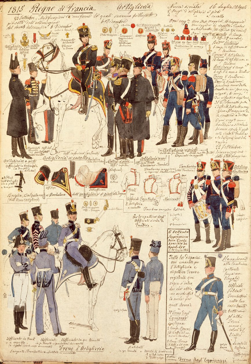 フランス王国の砲兵隊の制服、クイント・チェンニ著、カラー版 作： クィントゥス・チェニ
