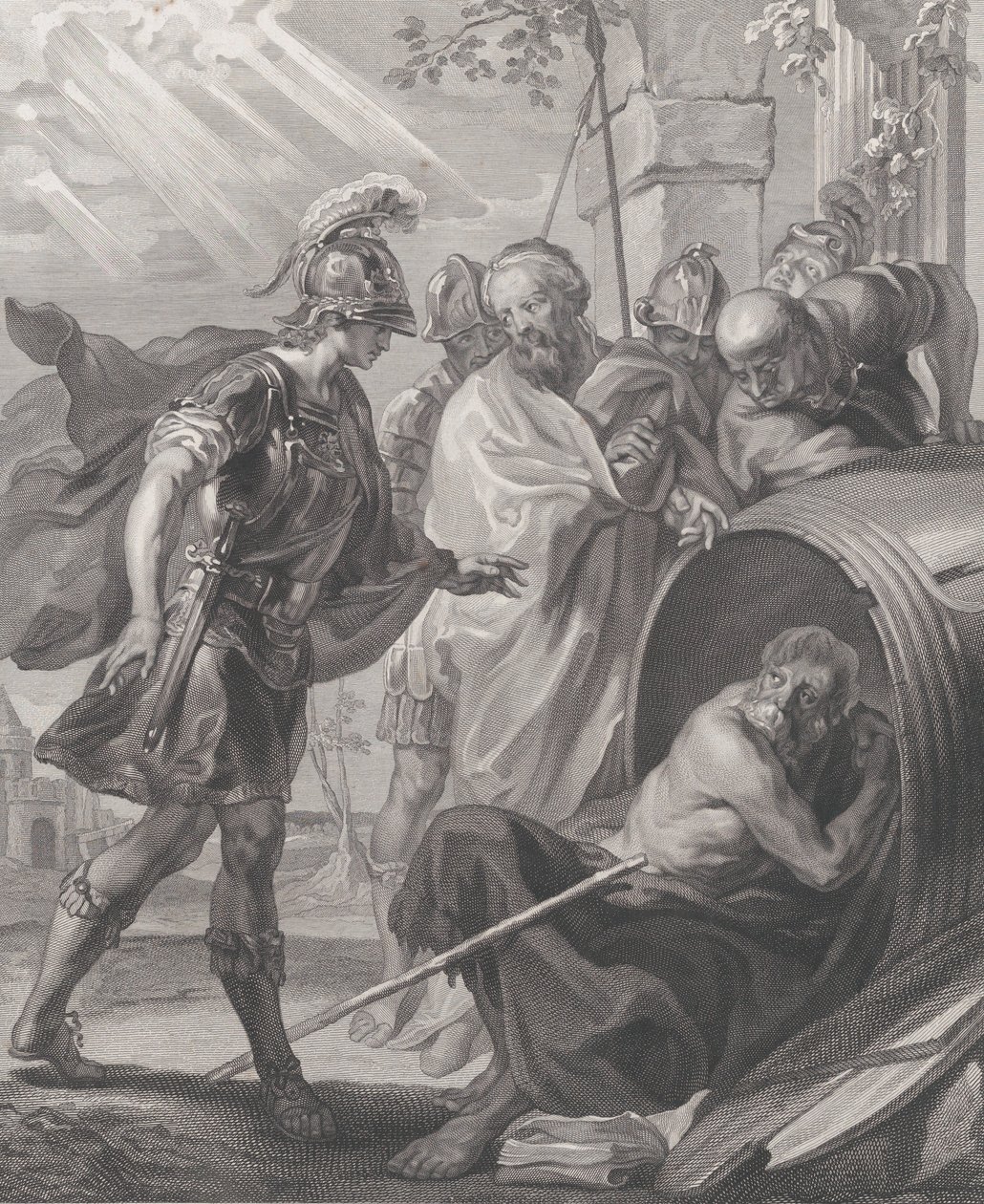 The meeting of Diogenes of Sinope and Alexander the Great, 1784.    1159629   ja       japanese Successfully Translated  Original: Harvest of the dead, plate 63 of The Disasters of War Translat: Harvest of the dead, plate 63 of 