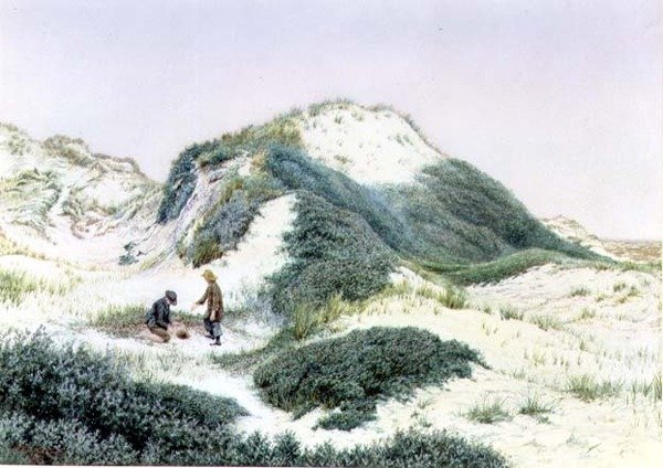 ハイタウンの砂丘地帯 1885（水彩画 作： RHラザフォード