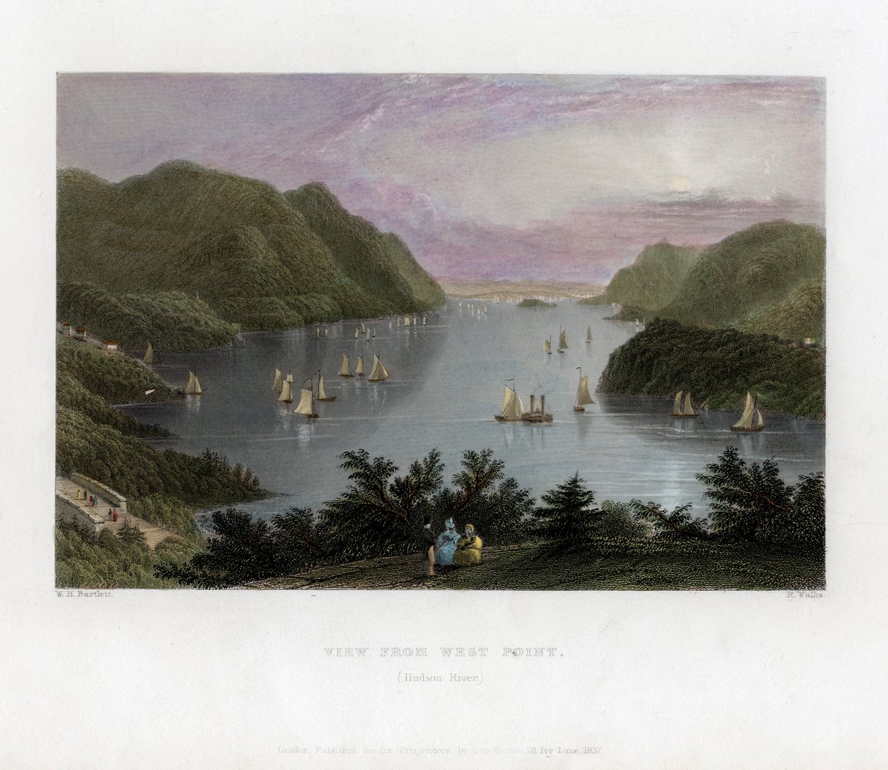 1837年、米国ウェストポイントから見たハドソン川。 作： R.ウォリス