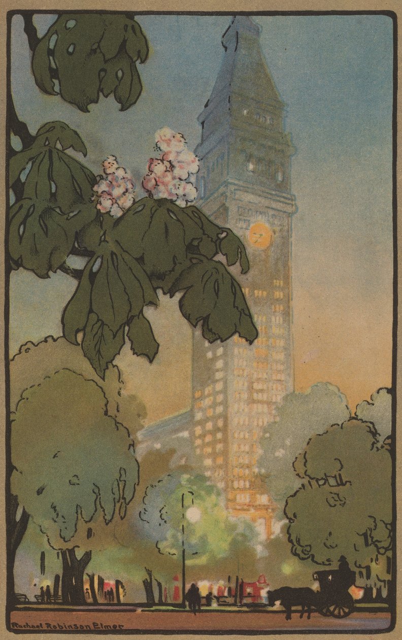 夏の夜のメトロポリタン タワー、1914 年。 作： レイチェル・ロビンソン・エルマー