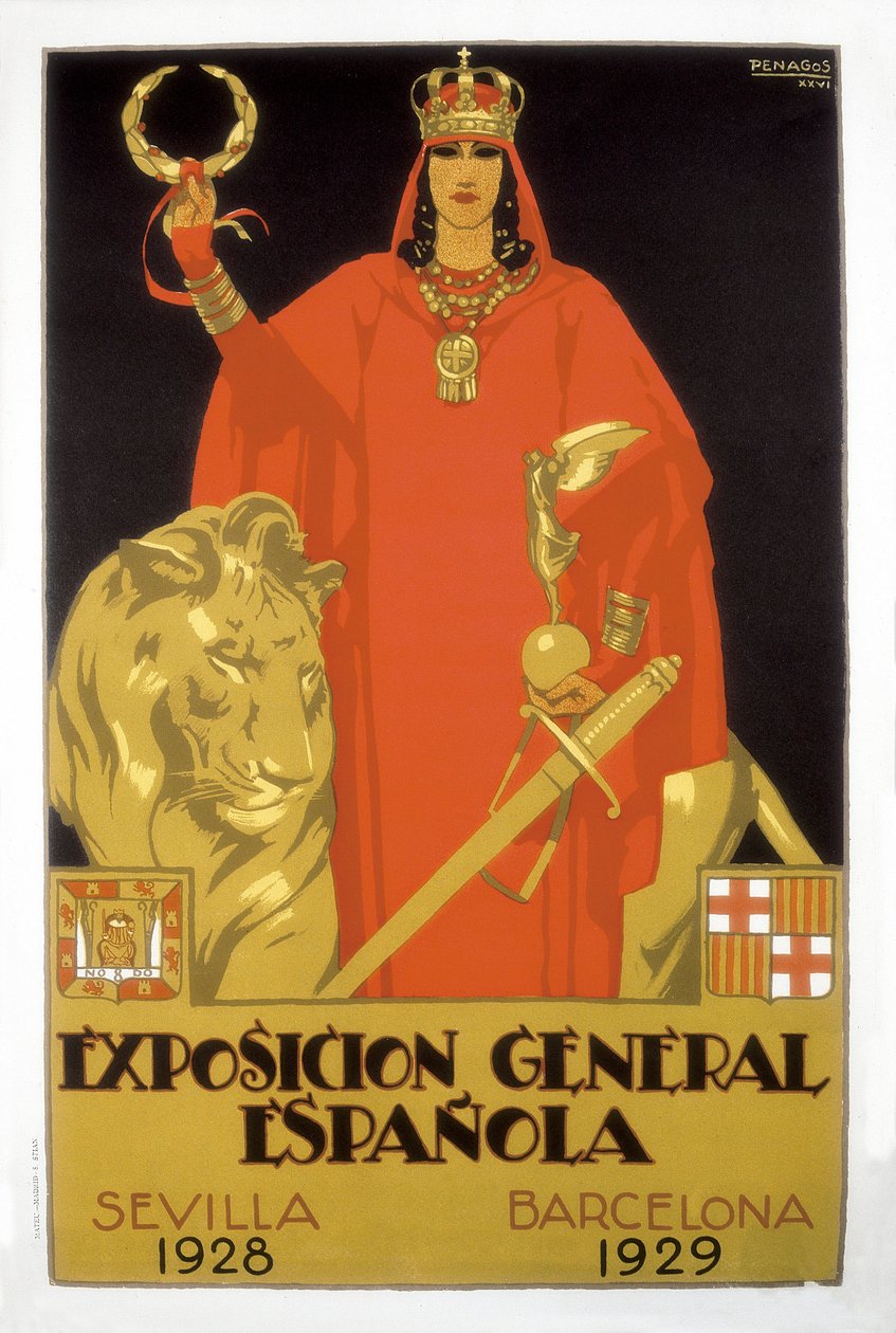 スペイン万国博覧会、セビリア1928-バルセロナ1929（ポスター） 作： ラファエル・デ・ペナゴス