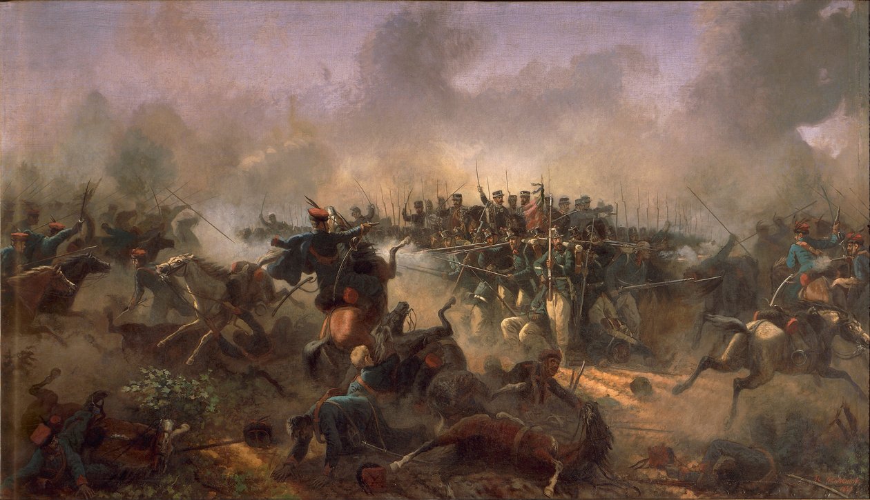 第三次独立戦争、ビジャフランカ広場のウンベルト王子、1866 年 6 月 24 日 作： ラファエレ・ポントレモリ 作： ラファエル・ポントレモリ