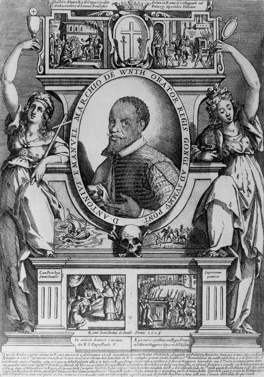 アントニウス・エマニュエル大使の肖像、彼の生涯からの4つの歴史的場面、1608 作： ラファエロ・スキアミノッシ