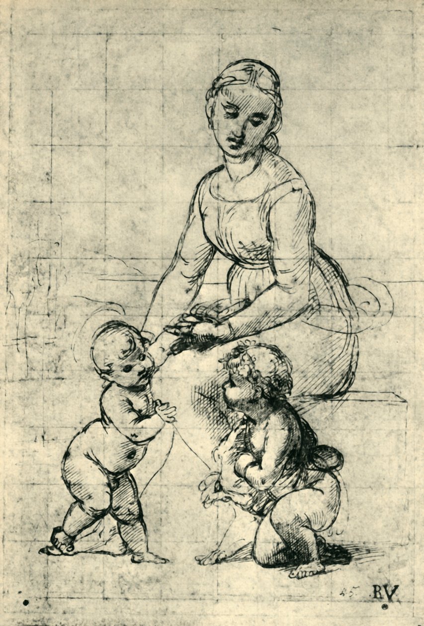 マドンナ、キリストの子と聖ヨハネ、1507年、1943年。 作： ラファエロサンツィオラファエル