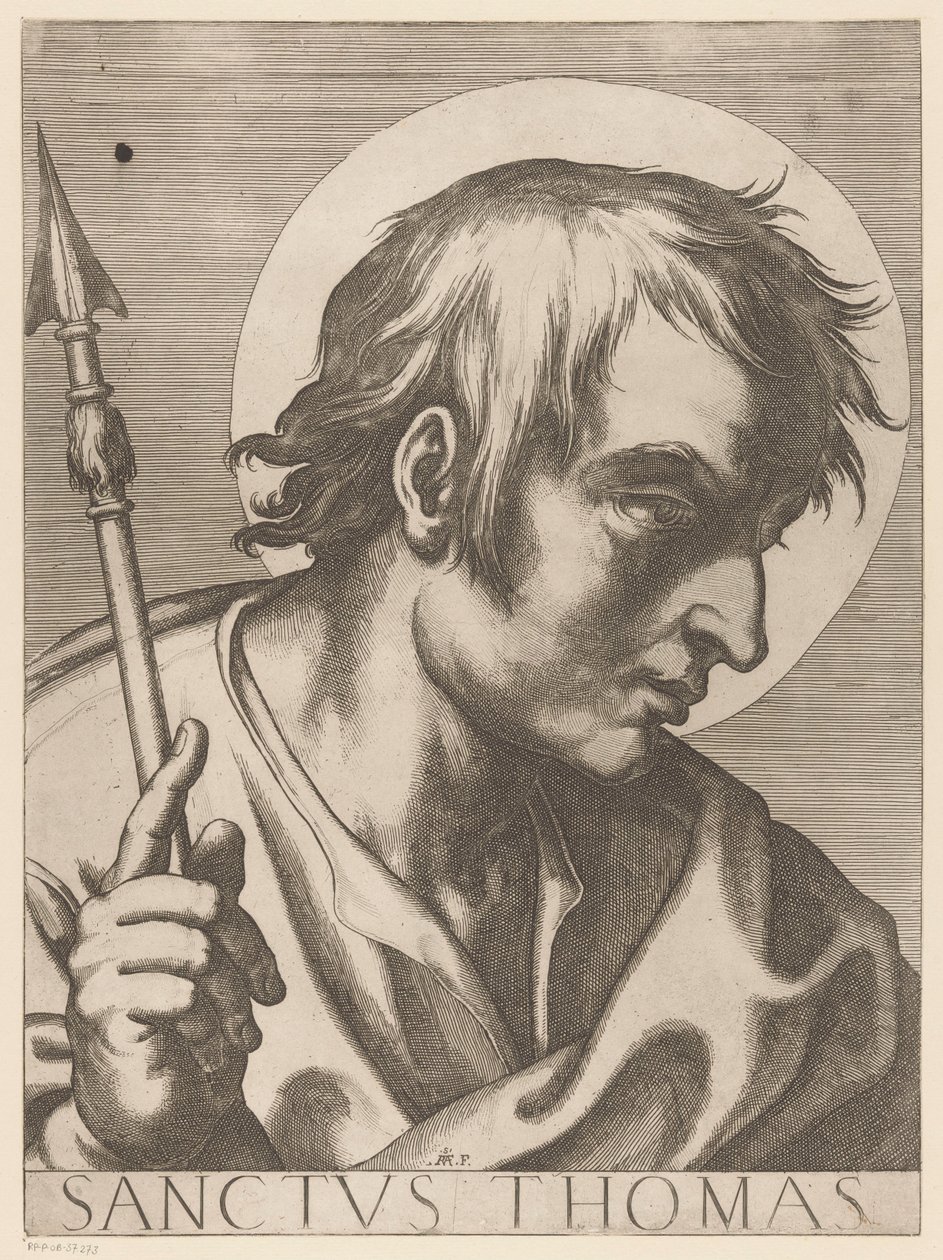 聖トーマス Saint Thomas (オブジェクトのタイトル) Christ, Mary en de twaalf apostelen (シリーズタイトル) 聖使徒大学（シリーズタイトル） 作： ラファエロ・スキアミノッシ
