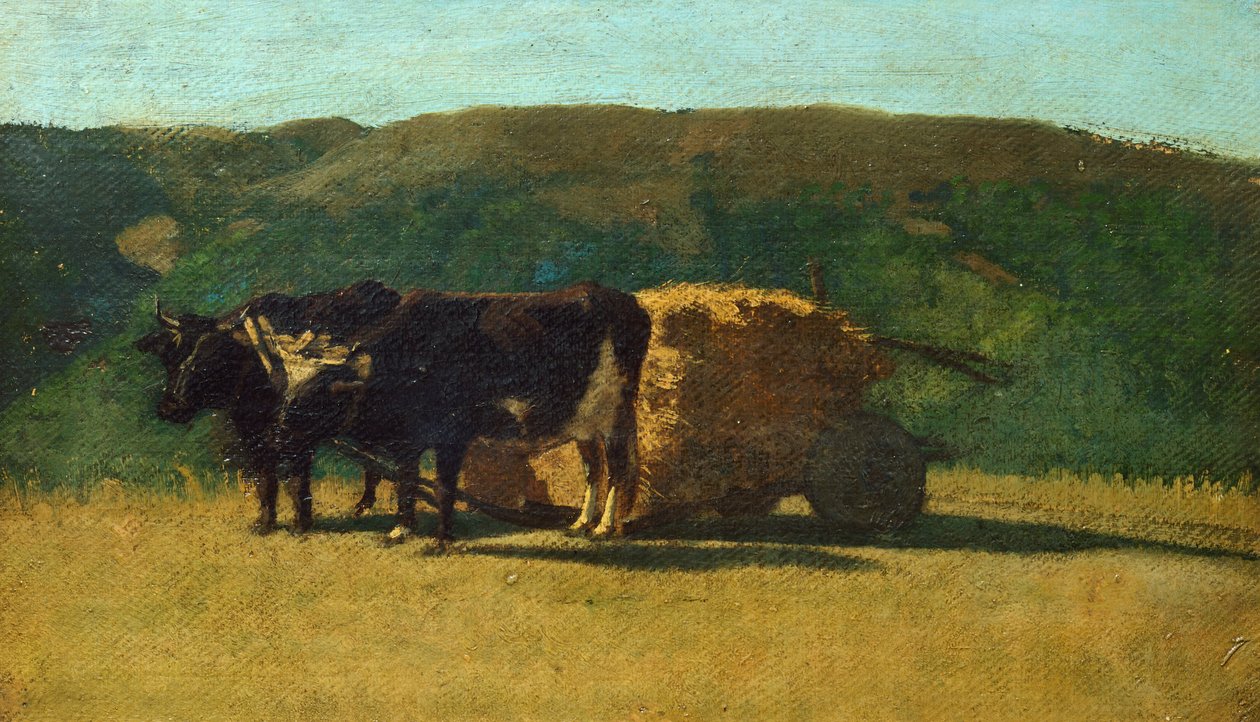 Bois pretos puxando carroça de Raffaello Sernesi (1838-1866) 作： ラファエロ・セルネシ