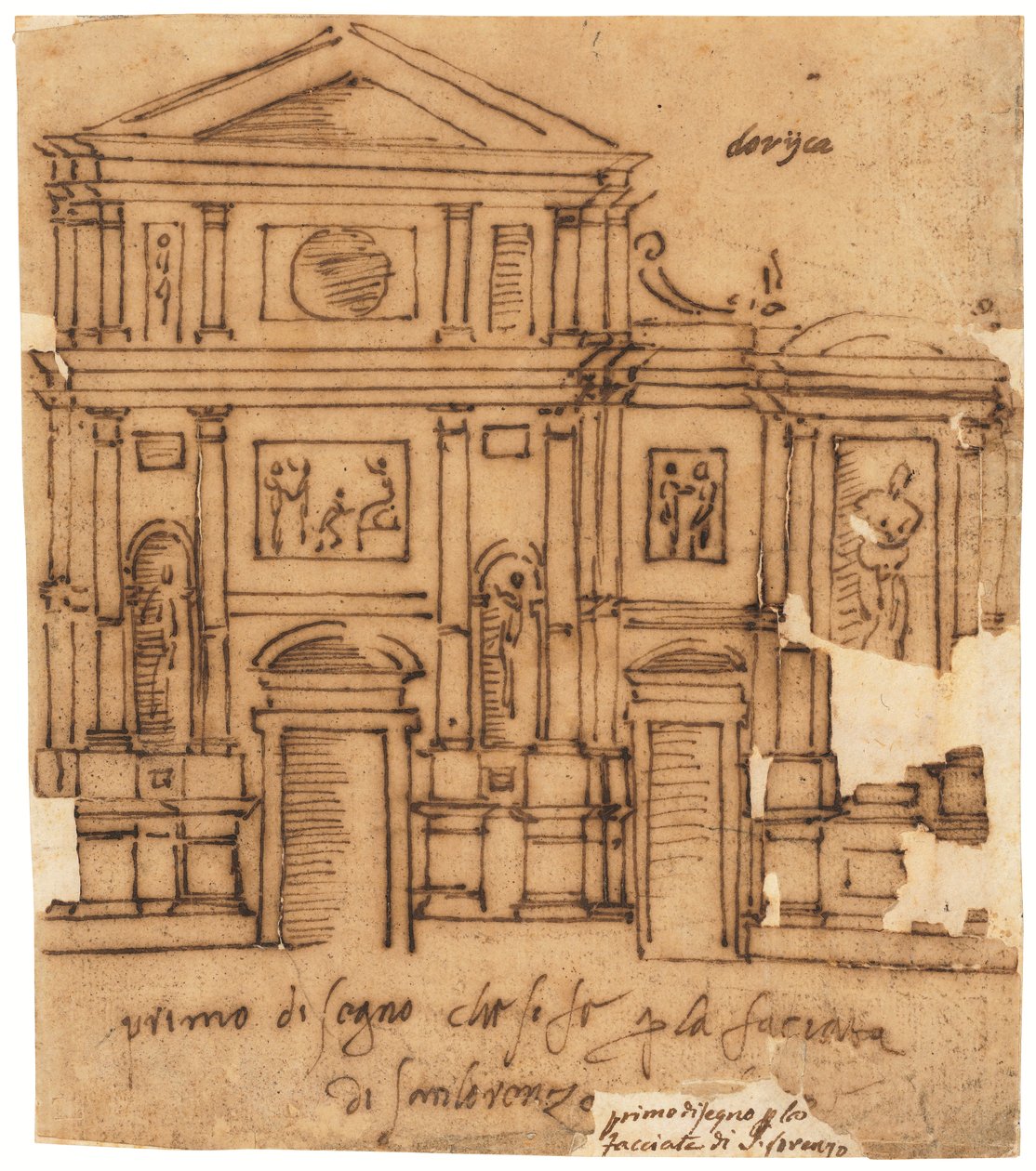 【絵画 フィレンツェ】 フィレンツェ、サン・ロレンツォのファサードのデザイン（油絵の