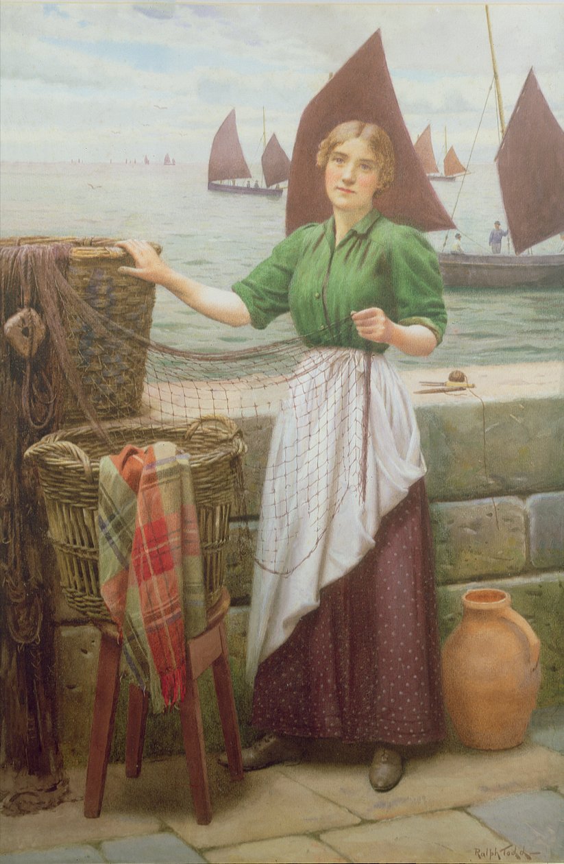 Girl Mending Nets 作： ラルフ・トッド
