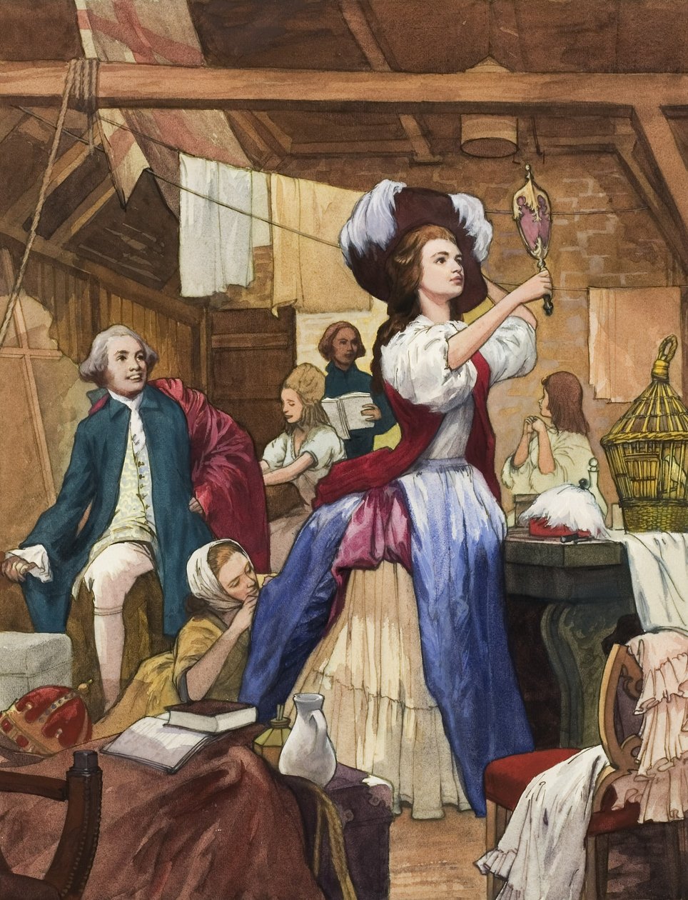サラ・シドンズ（1755-1831）、ドレッシングルームにて（紙にグワッシュ） 作： ラルフ・ブルース