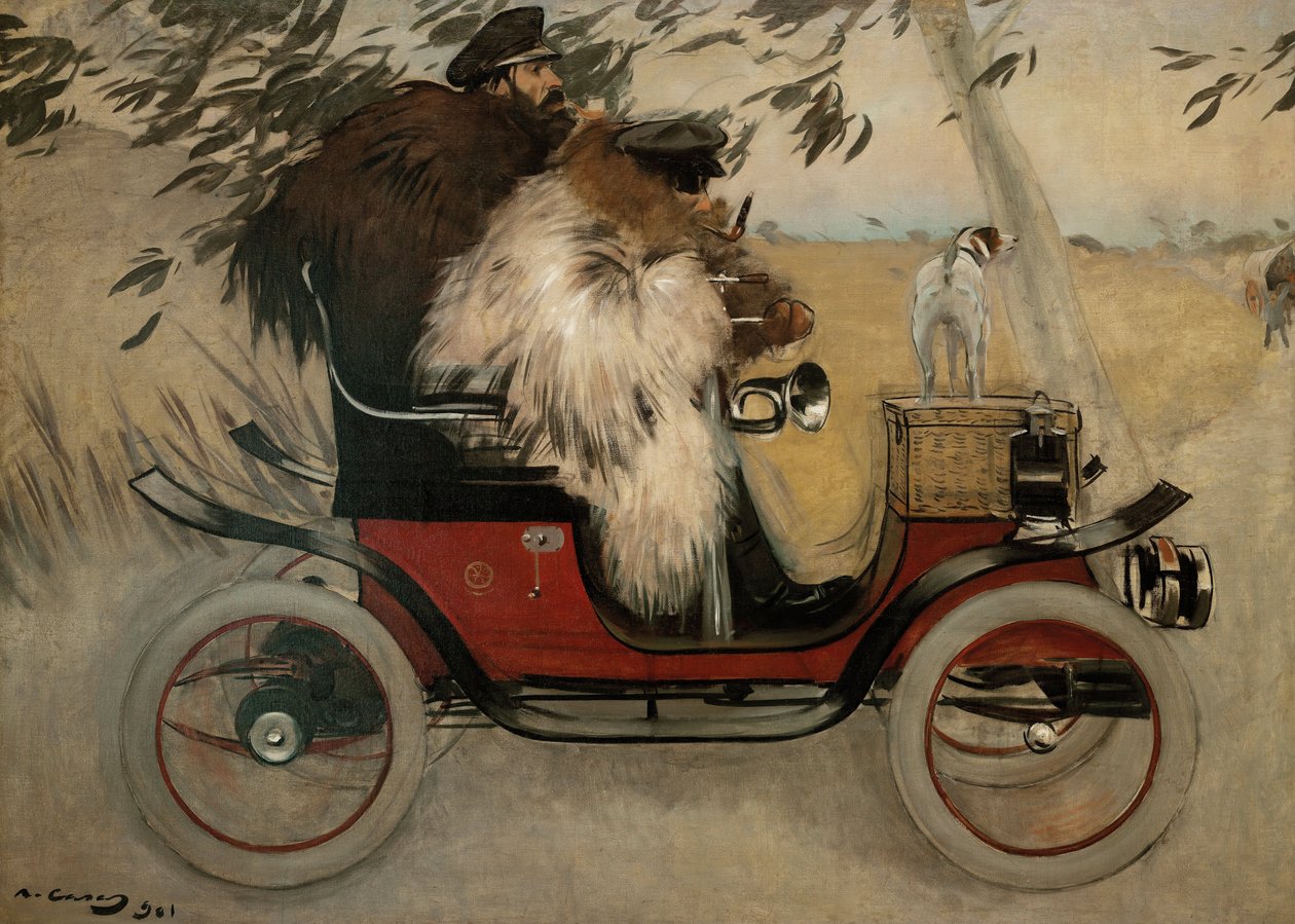 自動車のラモン・カサスとペレ・ロメウ - カサス、ラモン (1866-1932) - 1901 - キャンバスに油彩 - 208x291 - カタルーニャ美術館、バルセロナ 作： ラモンカサス