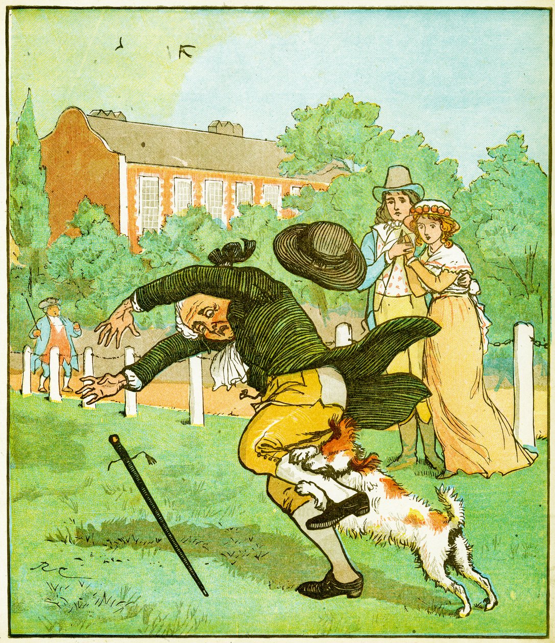1879年の狂犬の死に関するエレジーのイラスト 作： ランドルフ・カルデコット