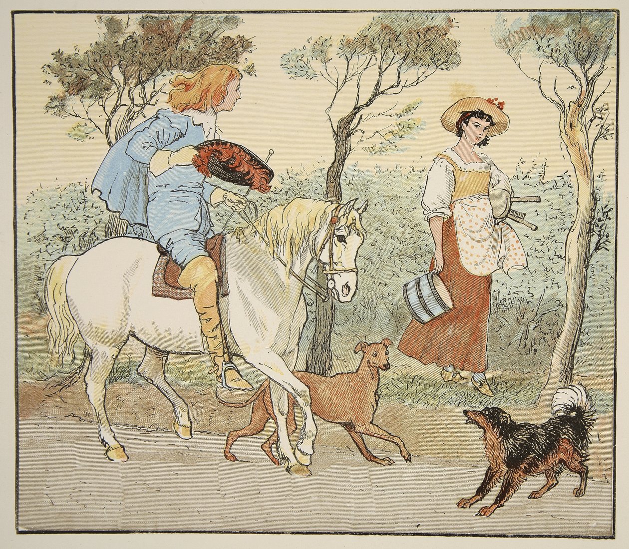 どこに行きますか、私のプリティ・メイド、イラストはパブ・ミルクメイドから。 Frederick Warne und Co. 作： ランドルフ・カルデコット