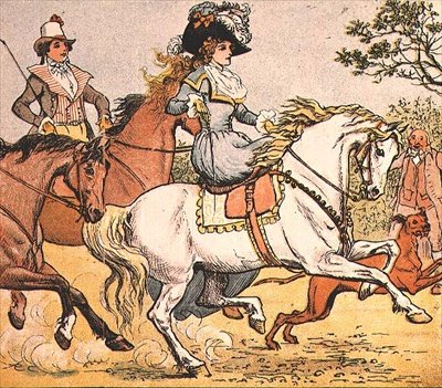 白馬に乗った素敵な女性（Ride a Cock HorseからBanbury Crossまで 作： ランドルフ・カルデコット