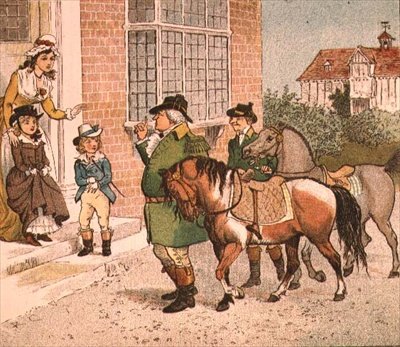 Ride-a-cock-horse to Banbury Cross (Bringing Horses to the Children)」のイラスト。 作： ランドルフ・カルデコット