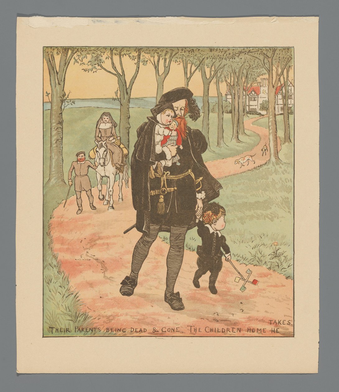 Landschaft mit Familie auf einem Landweg 作： ランドルフ・カルデコット