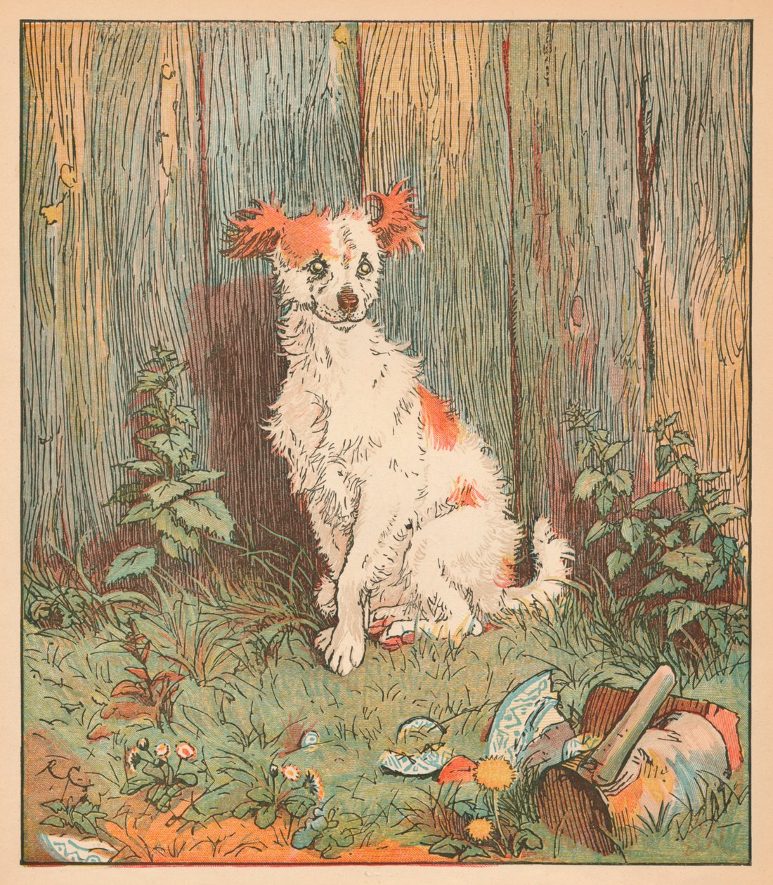 野良犬はイズリントンの善人、c1879と親しくなった。 作： ランドルフ・カルデコット