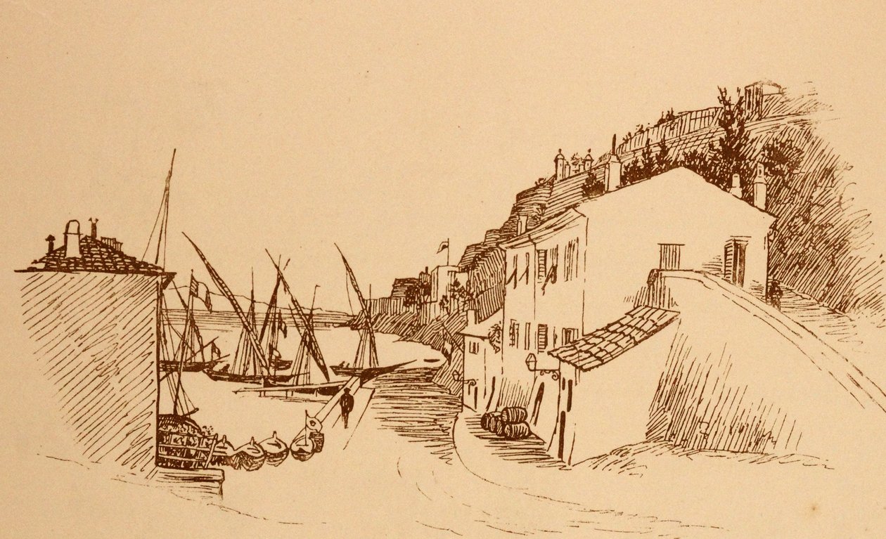 南フランスの地元のフランスの漁村 c1884 作： ランドルフ・カルデコット