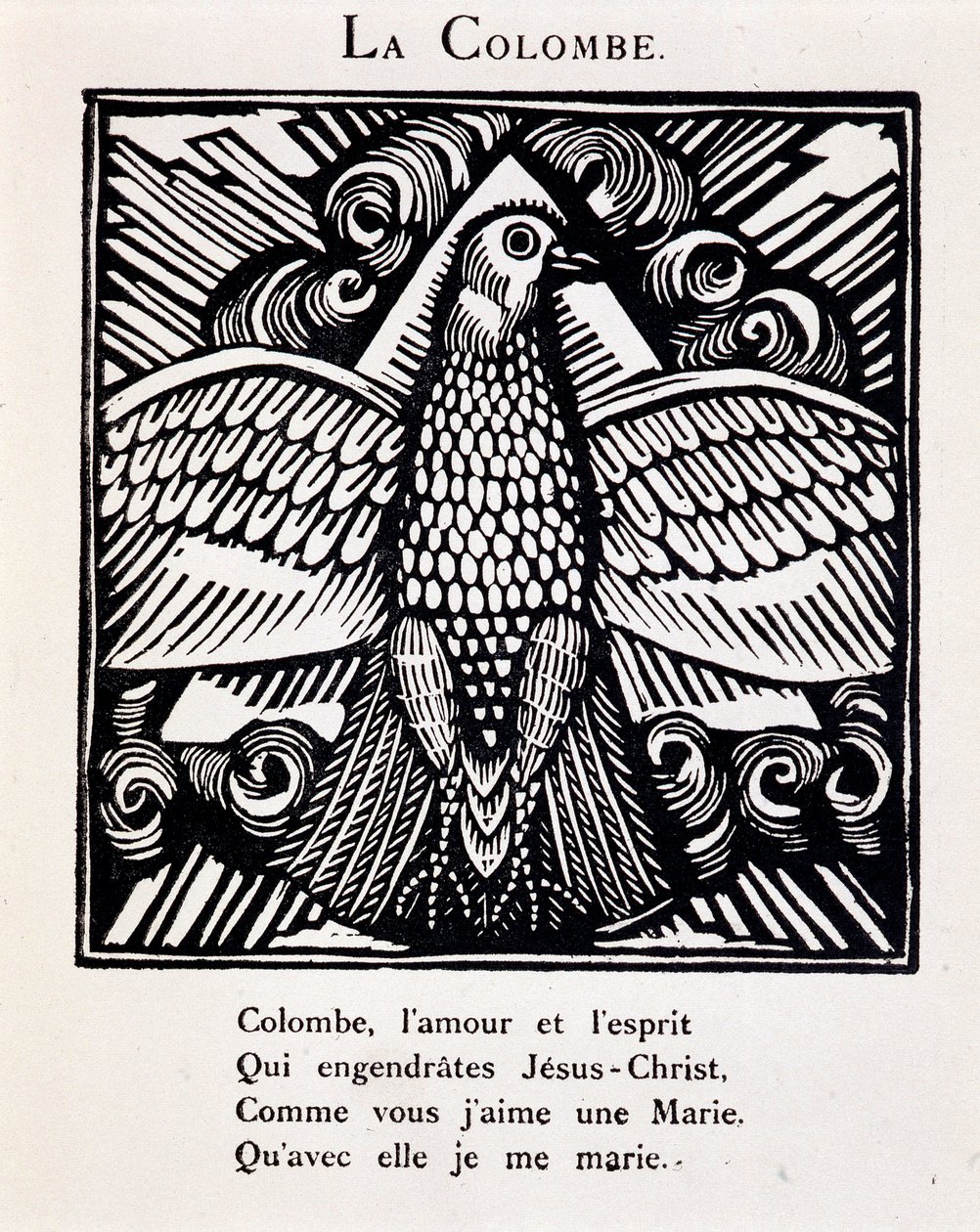 鳩 - ラウル・デュフィ（1877年 - 1953年）挿絵によるアポリネール「オルフェの獣姦」、ド・ラ・シレーヌ編、パリ。 作： ラウル・デュフィ