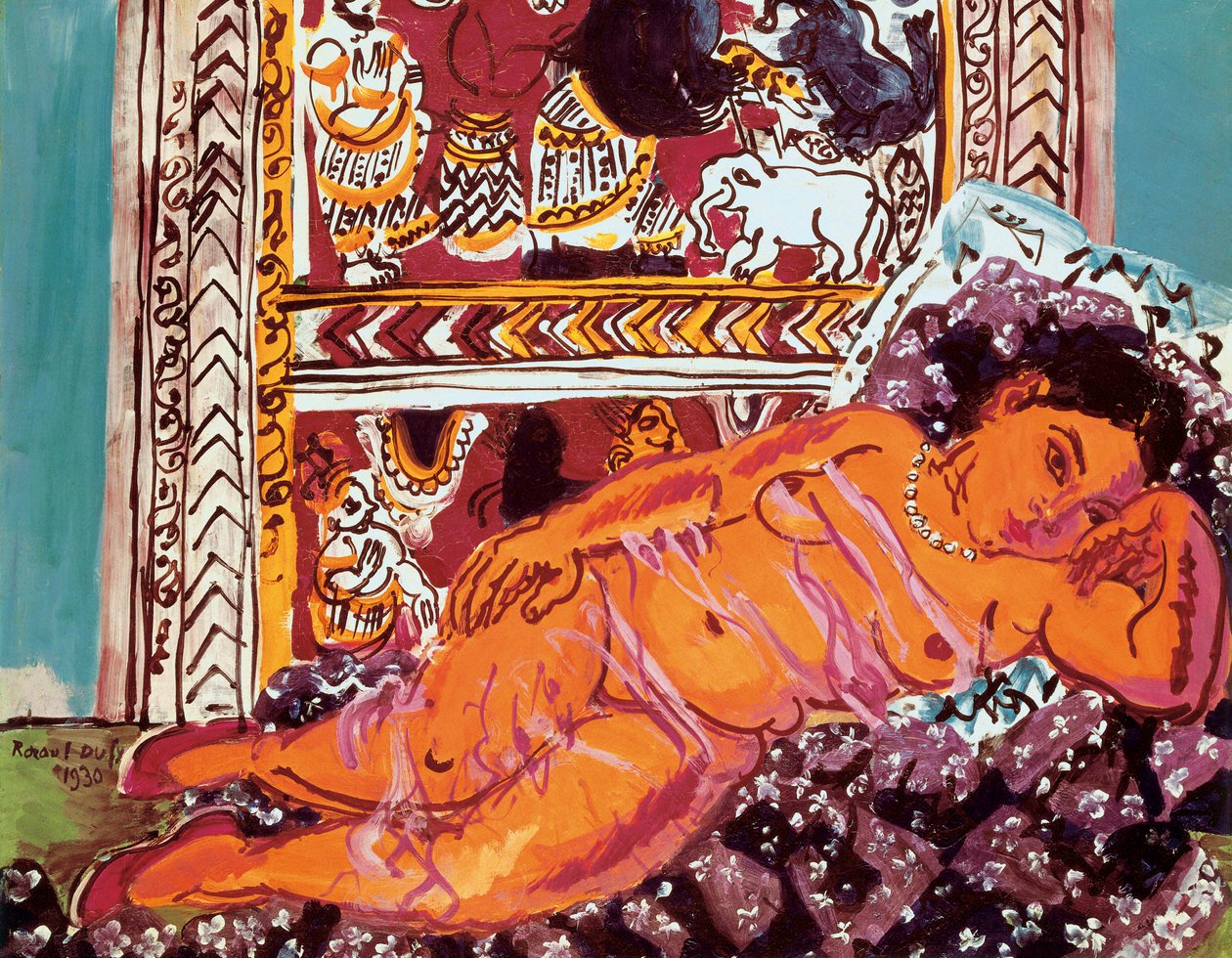 ラウル・デュフィ（1877-1953）による「横たわる裸婦」の絵画 作： ラウル・デュフィ