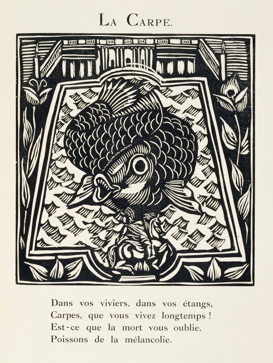 鯉、『獣戯画またはオルフェウスの行列』からの挿絵 作： ラウル・デュフィ