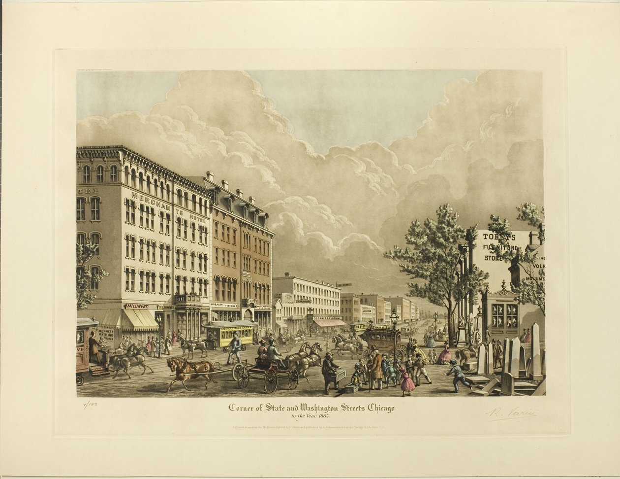1865 年、シカゴ、ステート ストリートとワシントン ストリートの角 作： ラウル・ヴァリン