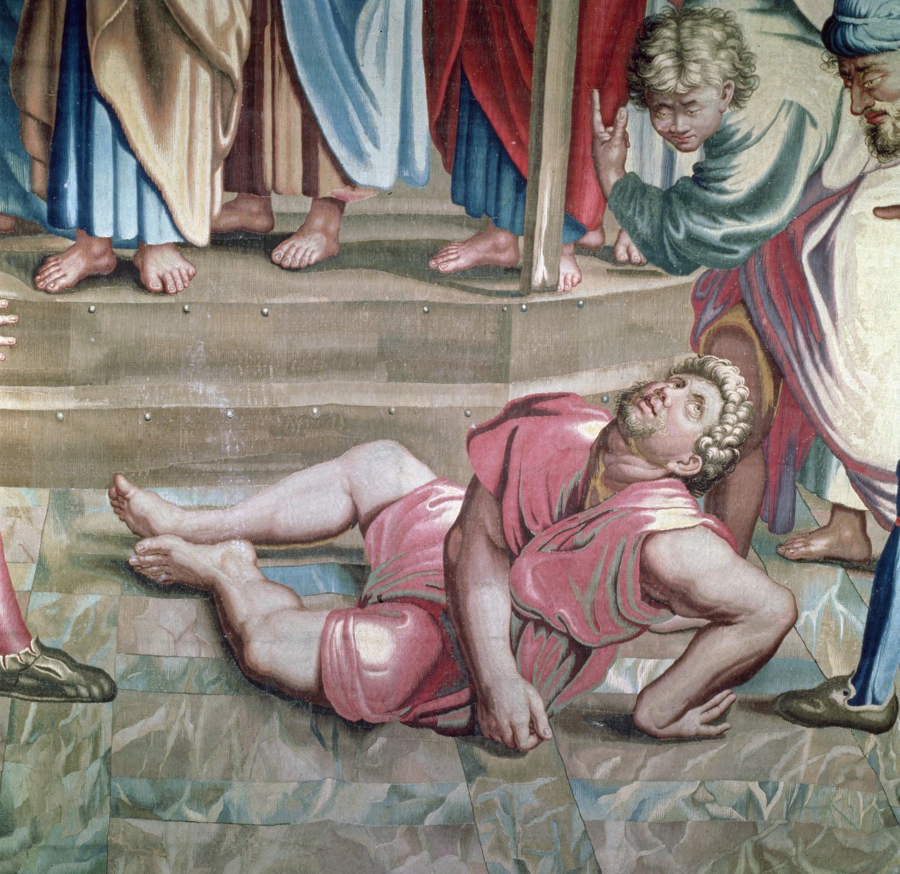 使徒の行動、アナニアの死の詳細を描いたタペストリーは、フィリップベハーグル1641-1705、1695-98ウールのタペストリーの指揮でボーヴェワークショップで編まれた。 作： ラファエロサンツィオラファエル