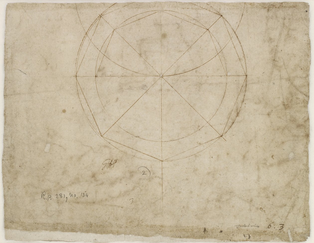 Verso：球状の幾何学的デザイン、WA1846.199 作： ラファエロサンツィオラファエル