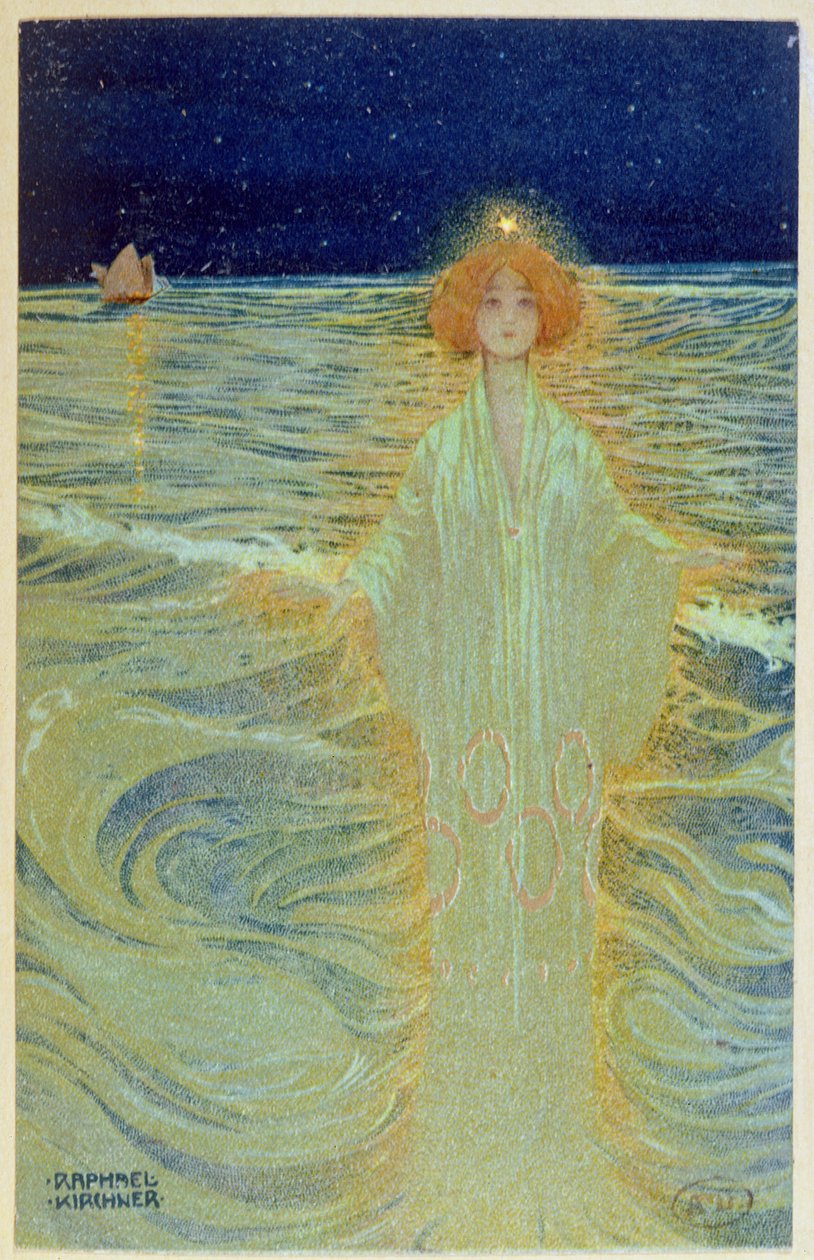 20世紀初頭の夜、海の上に現れる幽霊 作： ラファエル・キルヒナー