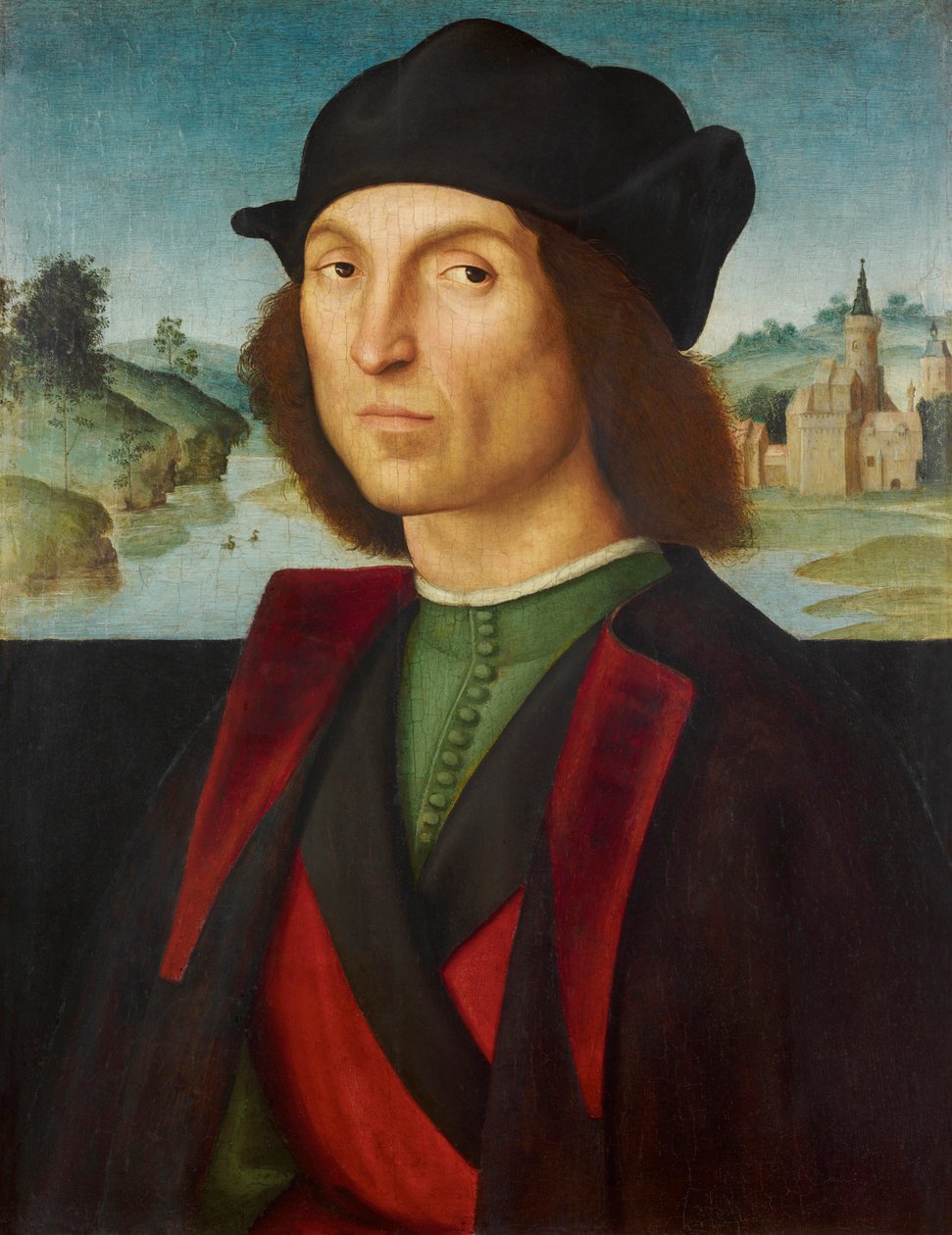 男の肖像パーラファエル（1483-1520）、1502-1504年頃 - 木材に油彩、47,5x37,2 - リヒテンシュタイン美術館 作： ラファエル