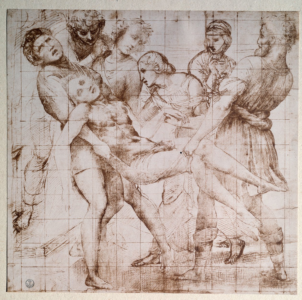 祭壇画のための習作「Baglioni」-デッサン、1507年頃 作： ラファエル