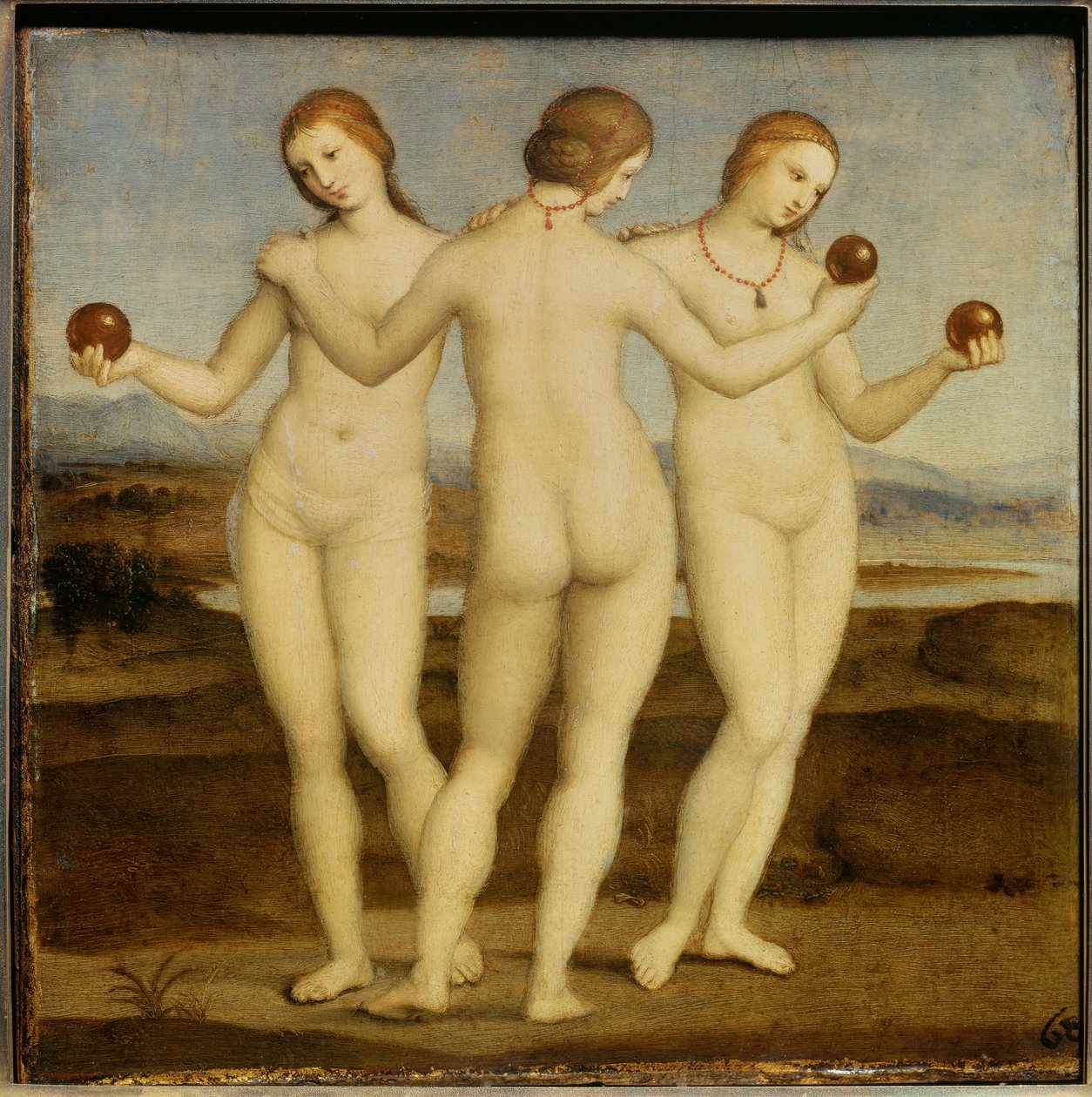 三つの恵み ラファエロ・サンツィオ・ディ・ラファエロ(1483-1520)の絵画。1504-1505.シャンティ。コンデ美術館。 作： ラファエル