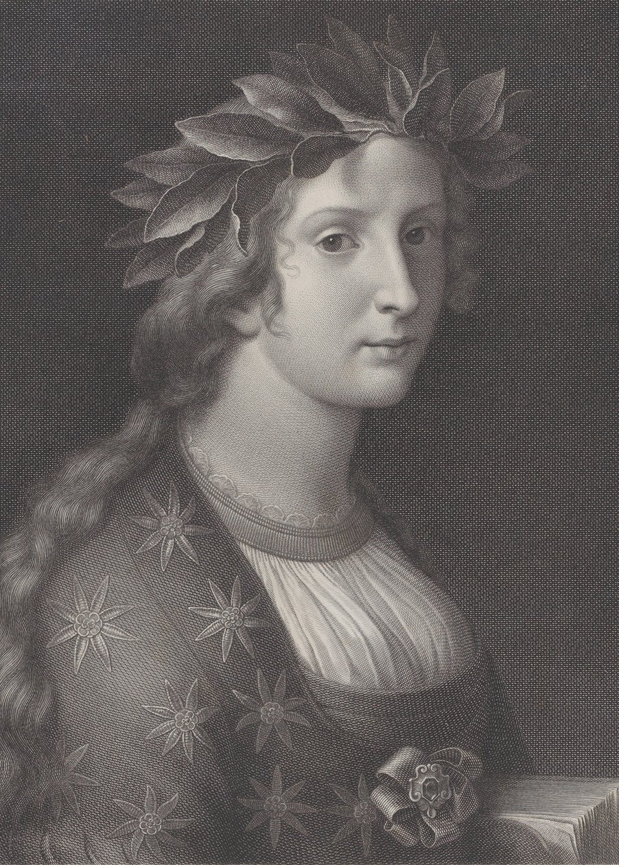 詩、月桂樹の冠を持つ女性、1827年 作： ラファエル・モルゲン