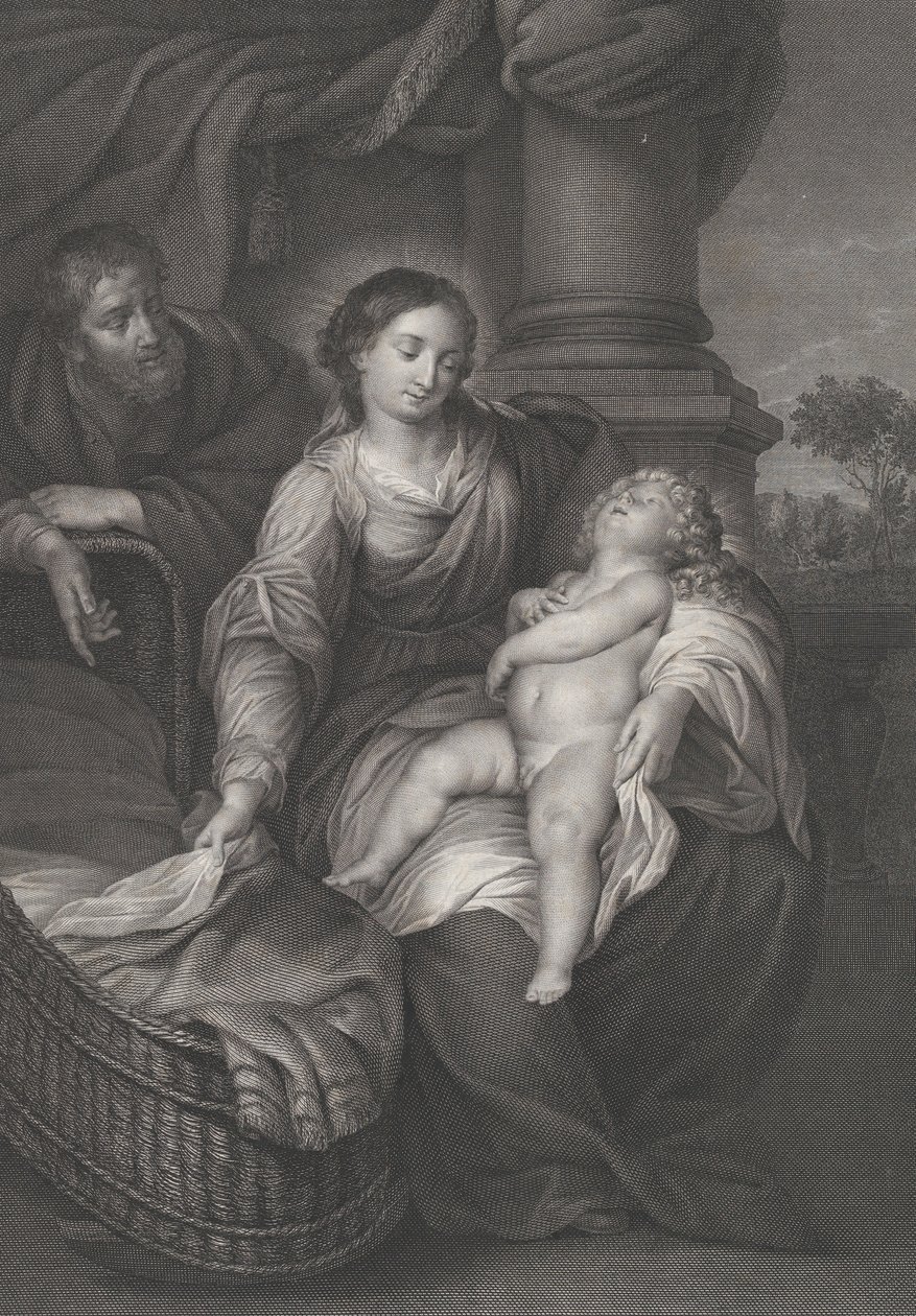 聖家族、キリストの子供が聖母の膝の上で眠っています。 1778～86年 作： ラファエル・モルゲン