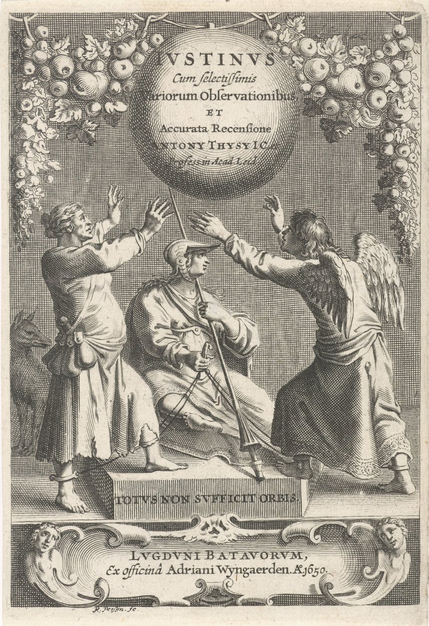 Minerva en twee geketende figuren タイトル: A. Thysius, Justinus with the mostselected 様々な観察と詳細なレビュー, 1650 作： レイニエ・ファン・ペルジン