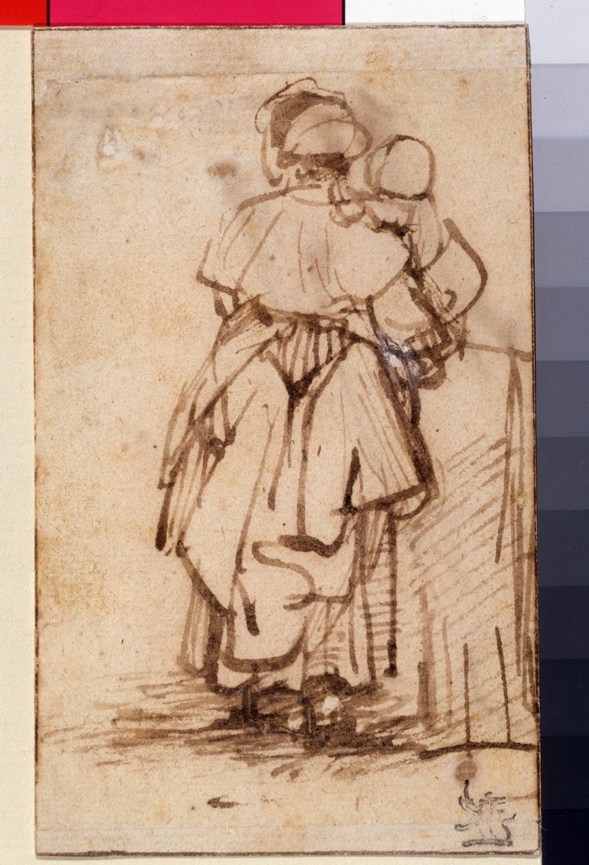 ひざの上の子供を持つ女性、1640年頃 作： レンブラント・ファン・レイン